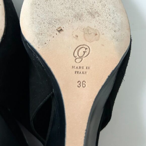 M. Gemi Pointed Toe Slingback Wedge Heel Pump in Black Suede Size 36 IT 6 US - Picture 7 of 8